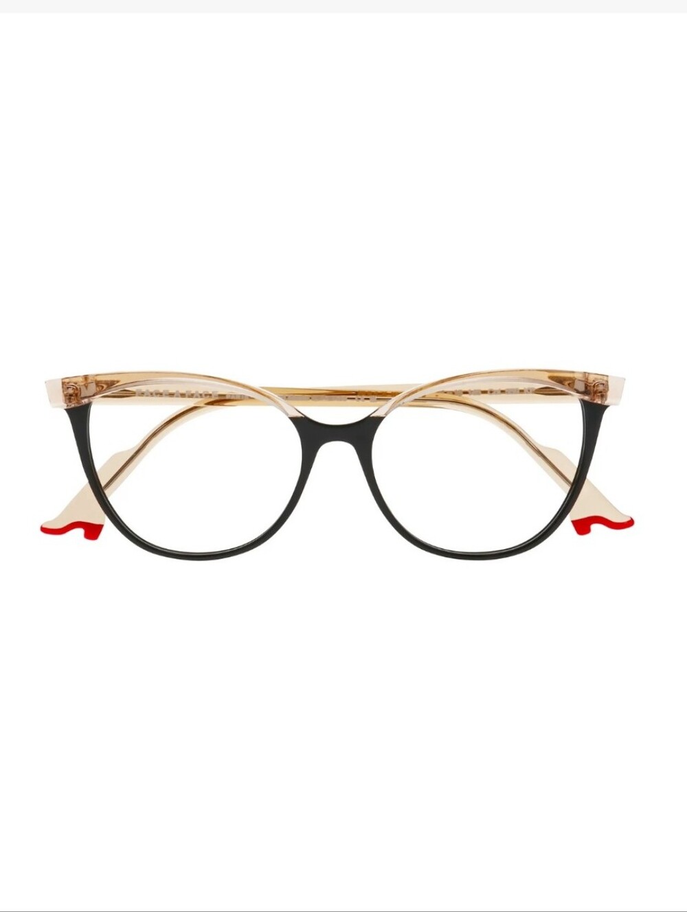 Women's Two-Tone Round Frame Glasses in Black and Beige